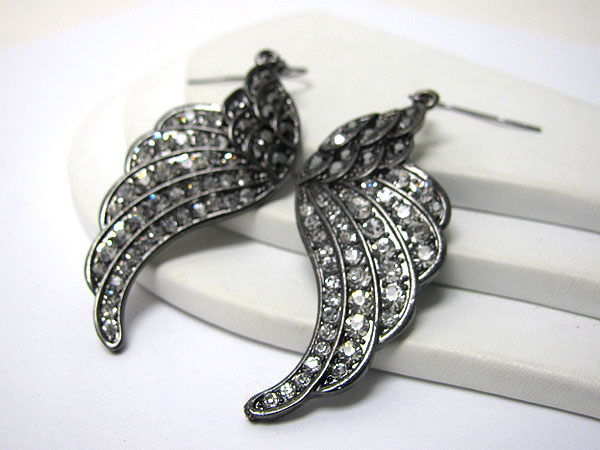 Crystal stud angel wing earring