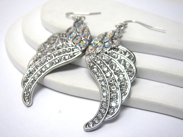 Crystal stud angel wing earring