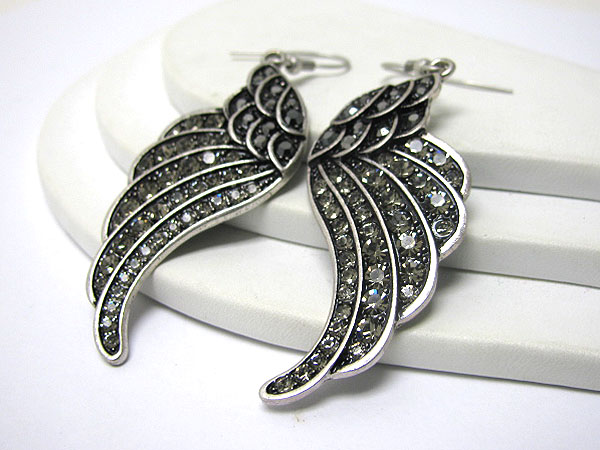 Crystal stud angel wing earring