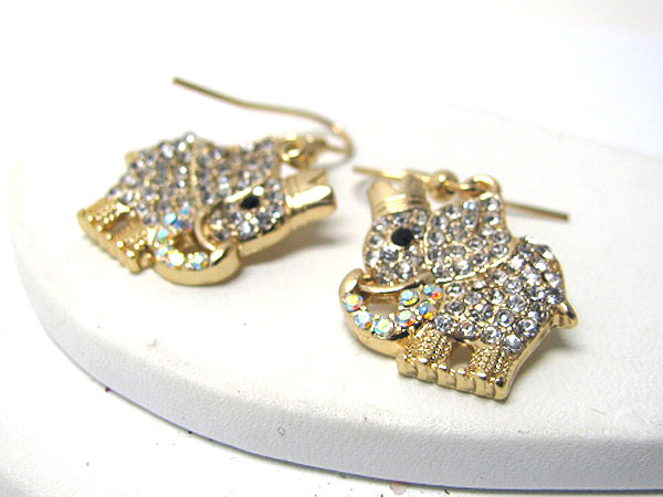 Crystal stud elephant earring