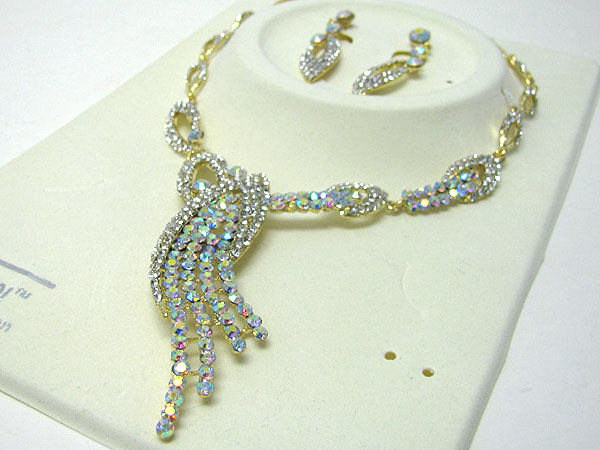 Luxurious austrian crystal line - party necklace earring set