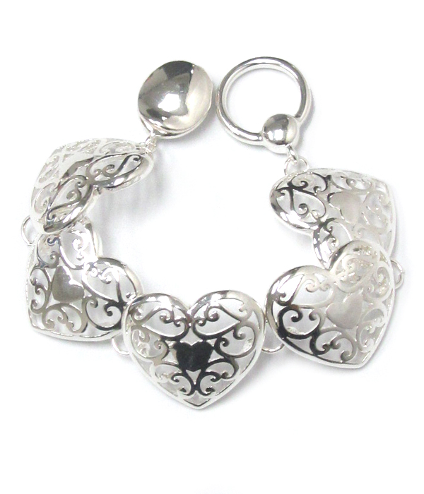 Filigree heart cut magnetic bracelet