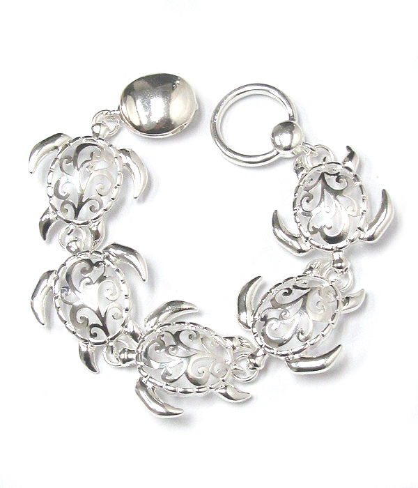 Filigree turtle cut magnetic bracelet 