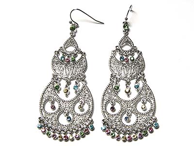 Fillegree style crystal drop earring