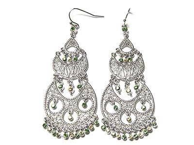 Fillegree style crystal drop earring