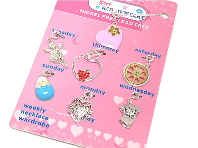 Multi pendant weekly wardrobe kid necklace set - 7 pendant set