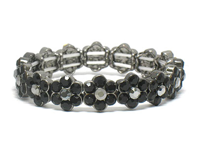 Multi crystal flower stretch bracelet