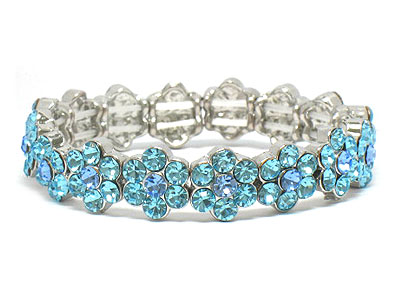 Multi crystal flower stretch bracelet