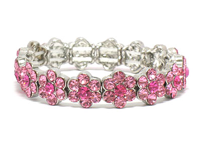 Multi crystal flower stretch bracelet