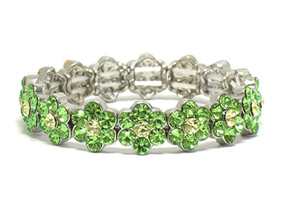 Multi crystal flower stretch bracelet