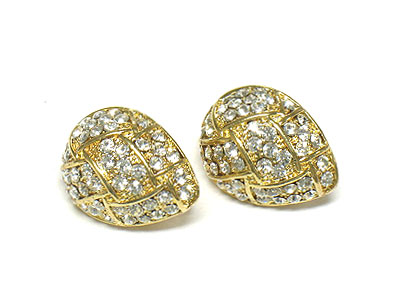 Noblesse glamorous button clip stone pave earring