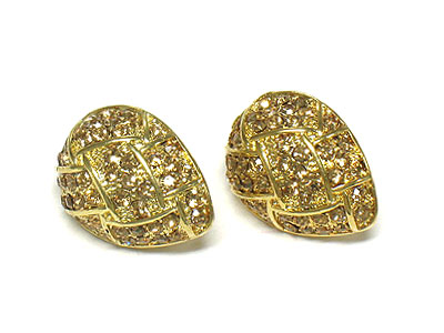 Noblesse glamorous button clip stone pave earring