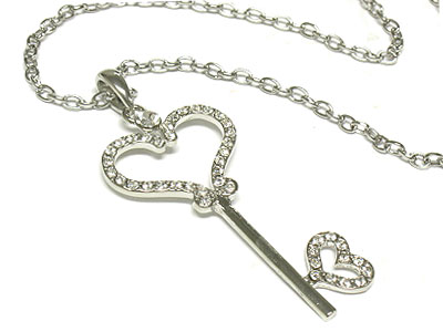 Crystal key pendant simple necklace 