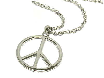 Pure metal peace pendant necklace