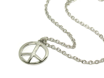 Pure metal peace pendant necklace