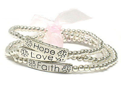 Triple stretch bracelet printed hope love faith