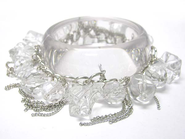 Rock crystal look ice beads dangle ice acryl bangle