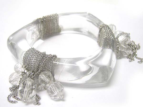 Ice beads and cahin deco triangle ice bangle