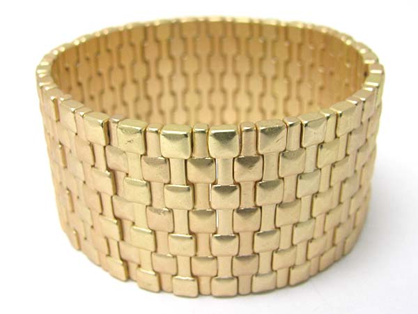 Metal watch band style stretch bracelet