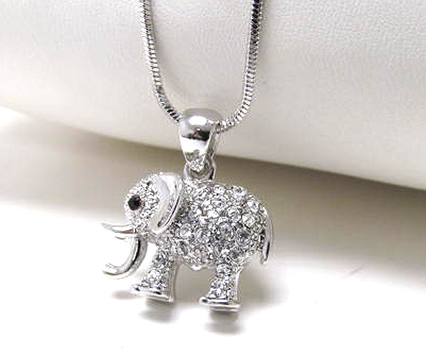 Made in korea whitegold plating crystal elephant pendant necklace