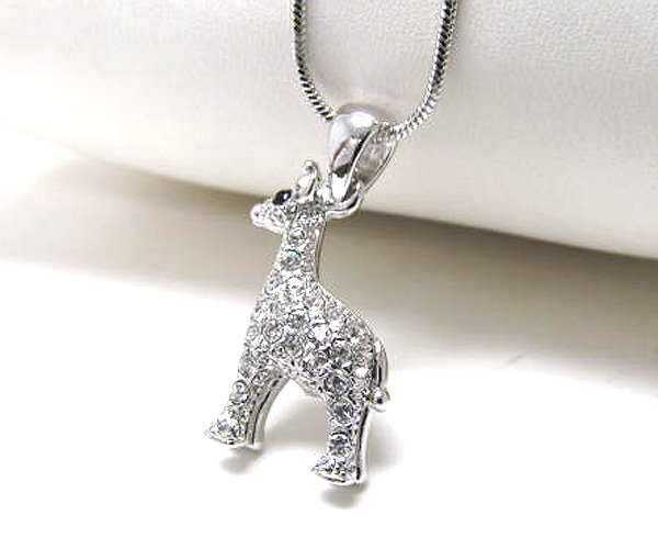 Made in korea whitegold plating crystal giraffe pendant necklace