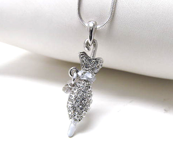 Made in korea whitegold plating crystal umbrella pendant necklace