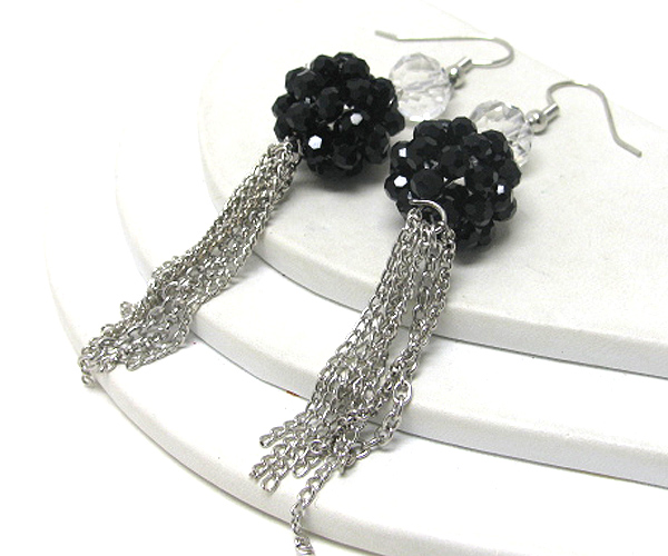 Facet beads and metal tassel drop earring