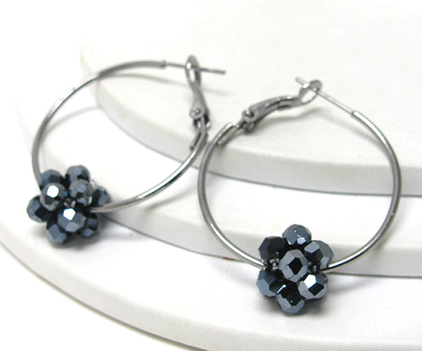 Facet beads cluster hoop earring - hoops