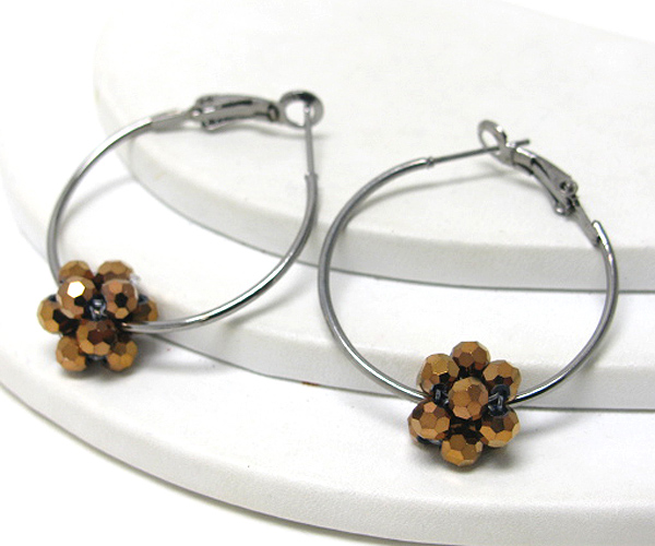 Facet beads cluster hoop earring - hoops