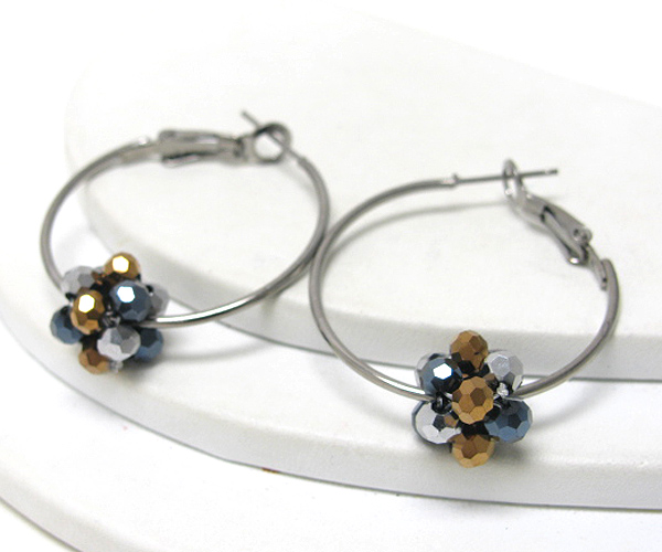 Facet beads cluster hoop earring - hoops