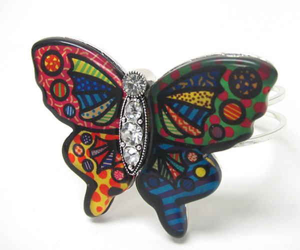 Crystal acryl butterfly hinge bangle