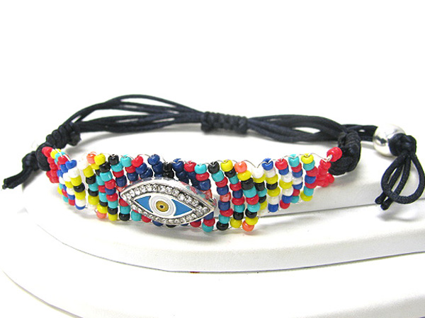 Crystal evil eye fabric bracelet