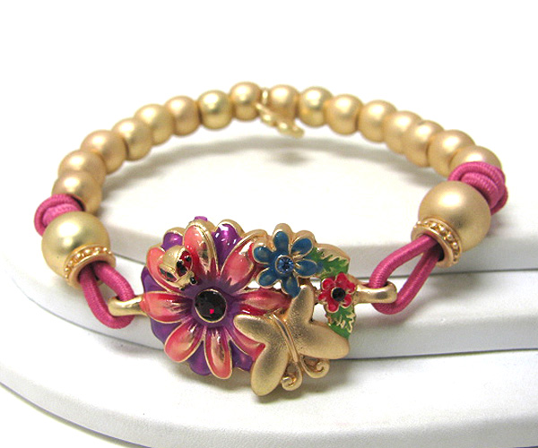 Crystal flower butterfly strech bracelet