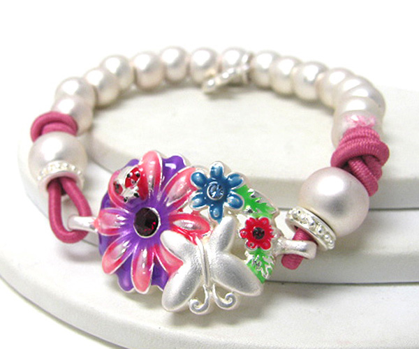 Crystal flower butterfly strech bracelet