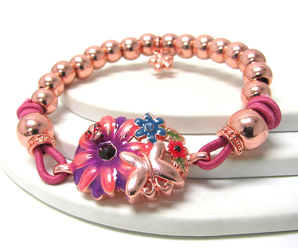 Crystal flower butterfly strech bracelet