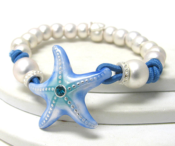 Crystal starfish stretch bracelet