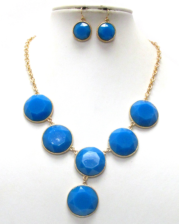 Multi facet acrylic stone deco drop necklace earring set