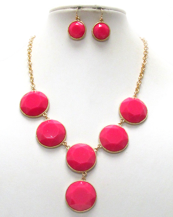 Multi facet acrylic stone deco drop necklace earring set