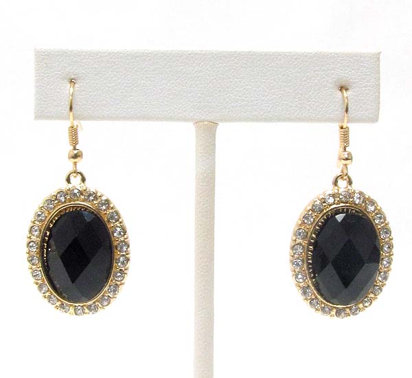 Crystal and facet oval glass earring