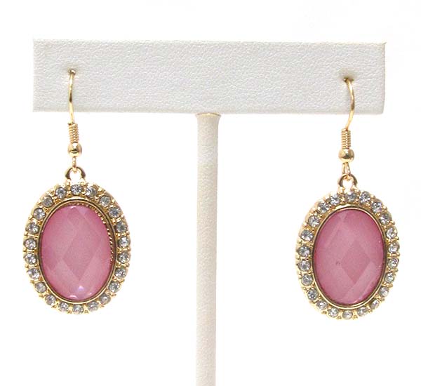 Crystal and facet oval glass earring