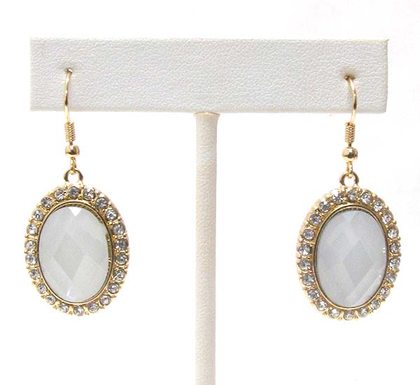 Crystal and facet oval glass earring