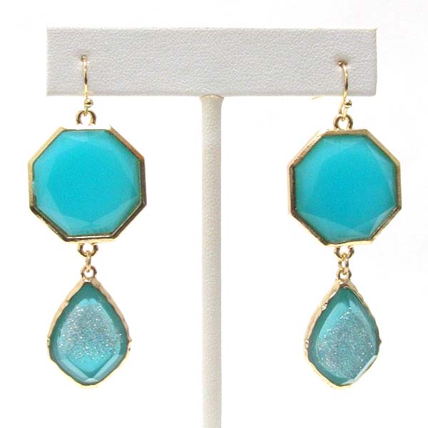 Facet and glittering glass stone drop earring