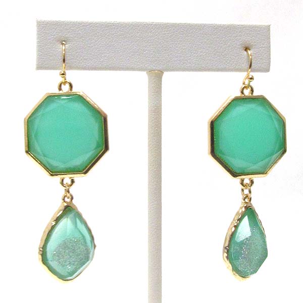 Facet and glittering glass stone drop earring