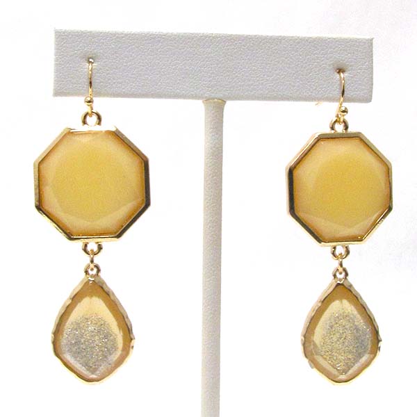 Facet and glittering glass stone drop earring