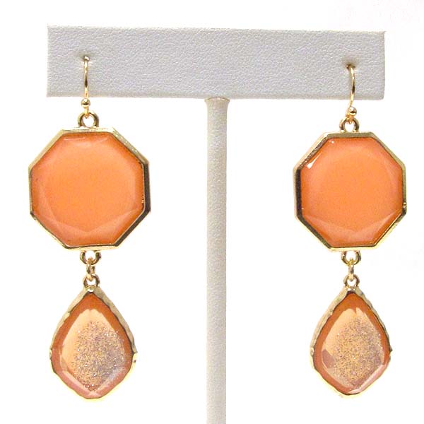 Facet and glittering glass stone drop earring