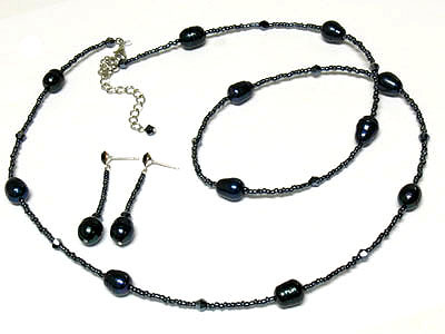 Hematite ball double strand necklace