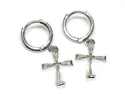 Cubic cross dangle earring