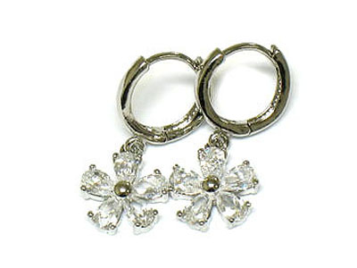 Cubic flower dangle earring