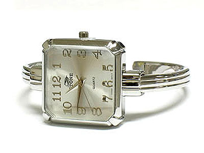 Simple line metal bangle watch