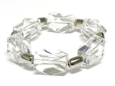 Lucite ice beads stretch bracelet  - nude fashion trend